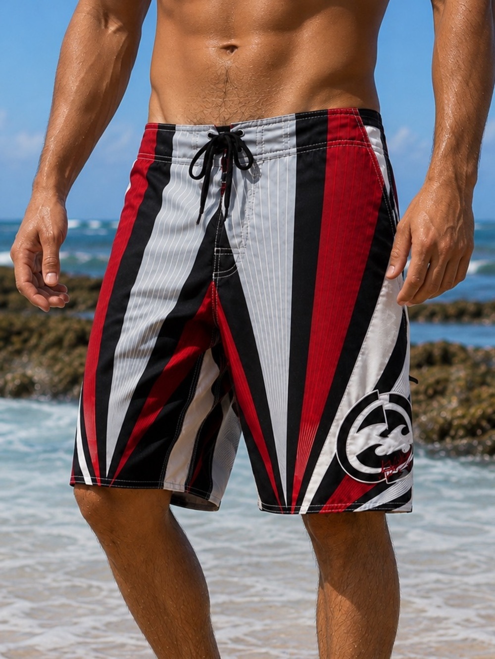 Billabong Andy Irons Samurai Rising Sun Boardshorts Size 32 - Y2K VTG Trunks